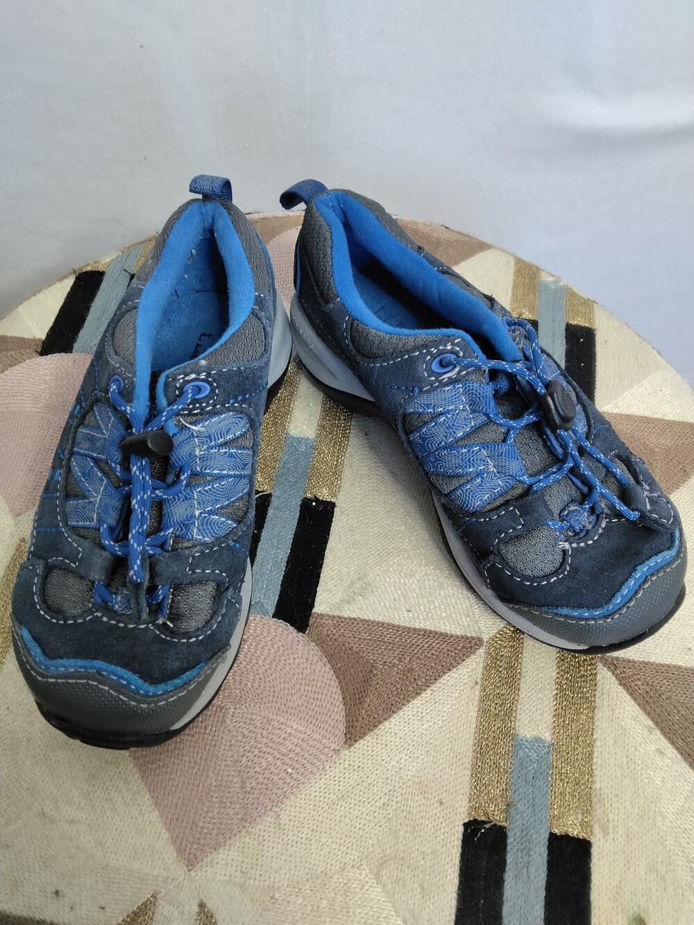 L.L. Bean Kid's Trail Model Hikers sz 10 Blue Great Tread Bungy Lacing Gorpcore